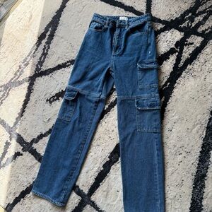 Pacsun high waisted blue cargo jeans (26)